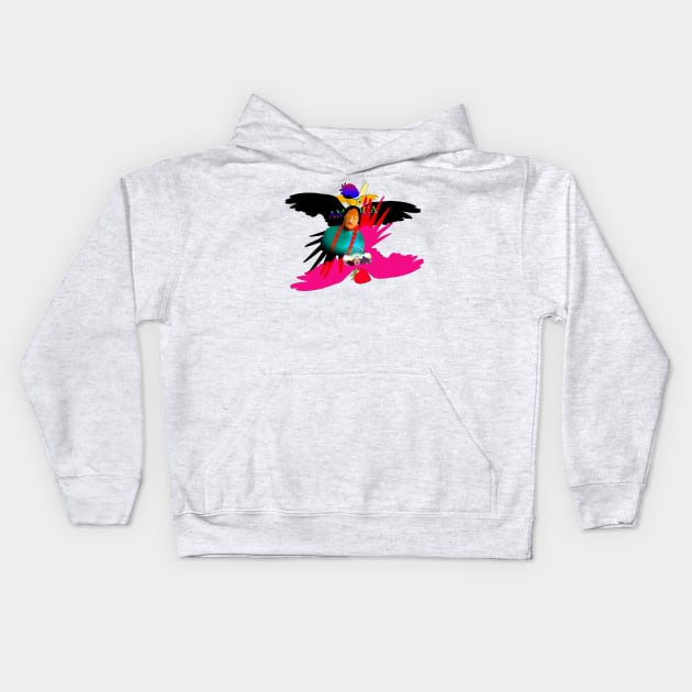 Indian, Parrot and Strawberry Kids Hoodie by momomoma